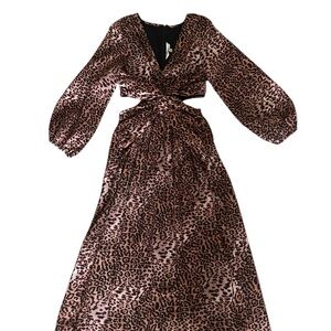 Leopard Print Long Sleeve Dress